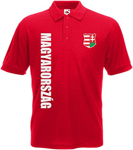 Ungarn Magyarorszag EM-2020 Polo-Shirt Wunschname Nummer Rot L