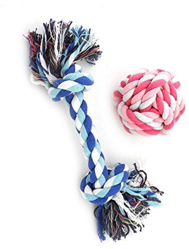 Ranphy Lot de 2 jouets en corde pour petit chien ou chat pour entraînement et jeu de dentition de chiot balles comme fil dentaire S
