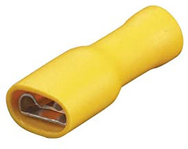Yellow Female Spade 9.5mm Fully Insulated terminals - (Pack of 25)