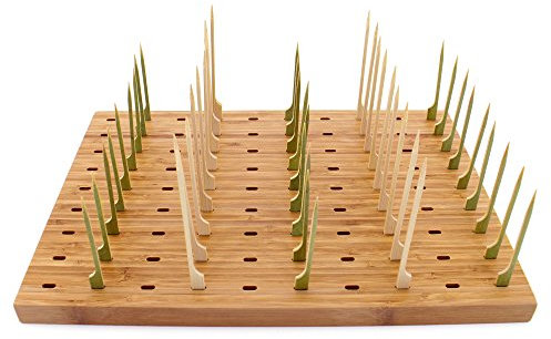 BambooMN Présentoir à brochettes en bambou de 35,6 x 24,9 cm avec 90 trous, parfait pour les événements avec traiteur, les restaurants, les cocktails – 1 pièce