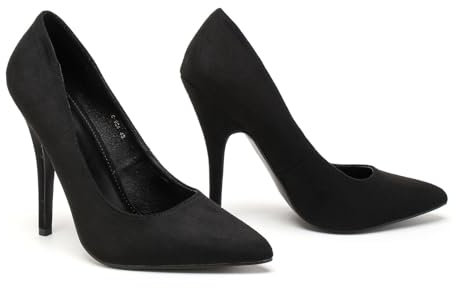 Bismaa Mens Womens Drag Queen Cross Dresser HIGH Heel Pointy Toe Court Shoes Big Sizes UK 9,10,11,12 (UK 12/EU 46, Black Suede)