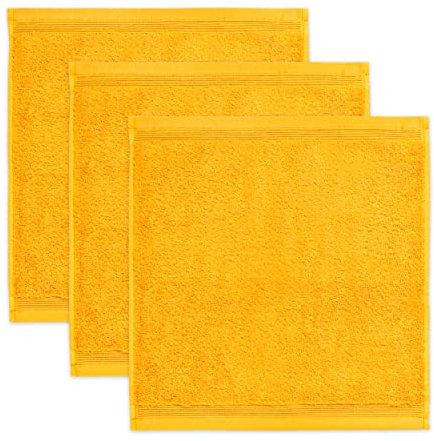 möve Superwuschel Seiftuch 30 x 30 cm aus 100% Baumwolle, gold 3er Set