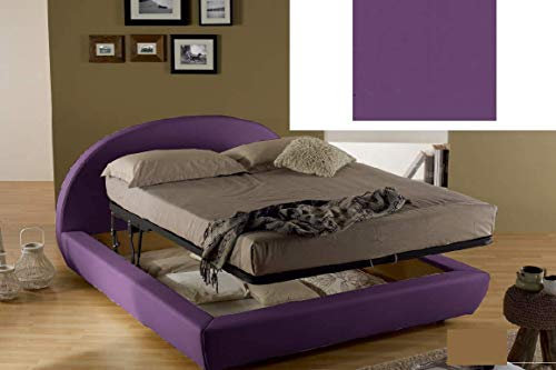 Dafne Italian Design Letto matrimoniale contenitore, similpelle, viola - 194x230xH114 cm - per materasso 160x200-100% Made in Italy