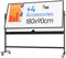 Rollendes magnetisches Whiteboard 180 x 90 cm - Großes tragbares Whiteboard mit Ständer - Doppelseitiges Whiteboard mit Rädern - Mobiles Whiteboard für Büro, Klassenzimmer und Zuhause
