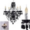 hofstein Lustre en métal noir/chrome, lampe à suspendre à 5 flammes, 5 x E14, suspension classique avec cristaux décoratifs, design vintage/rétro, ampoule(s) non incluse(s)