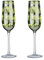 ARTLAND - Tropical Leaves Range - Champagne Flutes Set of 2-300 ml Capacity Per Champagne Glass - Elegant Silver - Champagne Flutes - Handcrafted Prosecco Glasses - Great Champagne Gift Set