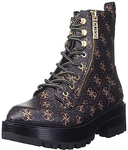 GUESS Stivali da combattimento da donna Fearne Leopard., Marrone, 40 EU