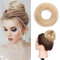 Silk-co Haarteile Echthaar Haargummi Haarteil Haarknoten Glatt Dutt mit Haaren 7A Human Hair Hochsteckfrisuren Weich Natürlich Updo Hair Extensions 17g #18P613 Aschblond & Bleichblond/Glatt