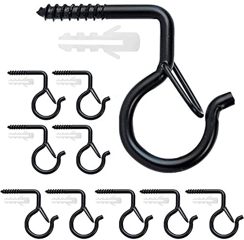Anvin Q-Hanger Wall Mount Hanging Hooks Easy Release Screw Wire Wall Plant Hooks Home Christmas Light Hook with Safety Buckle for String Lights Plant Bracket New Year Party Outside Decoration