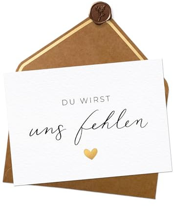 Joli Coon Du wirst uns fehlen Karte - Abschiedskarte Kollegen - A6 mit Naturkuvert und Wachssiegel