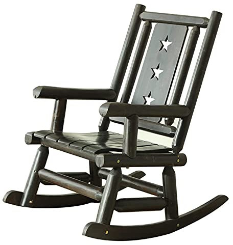 HWF schaukelstuhl Holz Rustikal Hölzern Schaukelstuhl für Erwachsene, Draussen Antiquität Rocker Lounge-Stühle für Garten/Veranda/Patio/Terrasse, 330 lbs Laden (Color : Black)