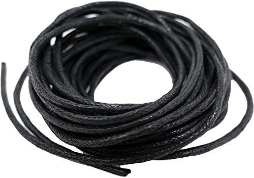 Cordoncino di cotone cerato - 1,5 mm 10 metri di cordoncino nero - Shamballa Macrame - Filo per bordatura per la creazione di gioielli per collane e bracciali