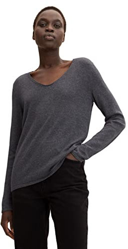 TOM TAILOR 1012976 Pull Basique en Tricot Femme ,30281 - Evident Anthracite Melange ,XXL