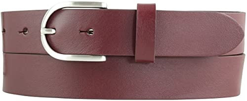 BELTINGER Damen-Gürtel aus Vollrindleder 3 cm | Leder-Gürtel für Damen 30mm | Chino-Gürtel mit runder Gürtelschließe | Bordeaux 100cm