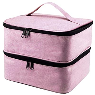 Bolsa de Almacenamiento de de uñas, Organizador de para Juegos de manicura de lápiz Labial de Aceite Esencial, Rosado