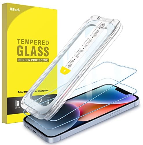 JETech Ein Touch Installieren Schutzfolie für iPhone 16e 2025, iPhone 14 6,1 Zoll, Panzer Schutz Glas Folie Displayschutz, Auto Ausrichtungswerkzeug Bausatz, HD Klar, 2 Stück