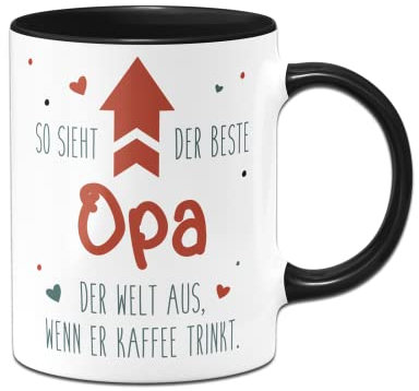 Tassenbrennerei Tasse So sieht der beste Opa der Welt aus wenn er Kaffee trinkt - Geschenk mit Spruch lustig (Opa-Schwarz)
