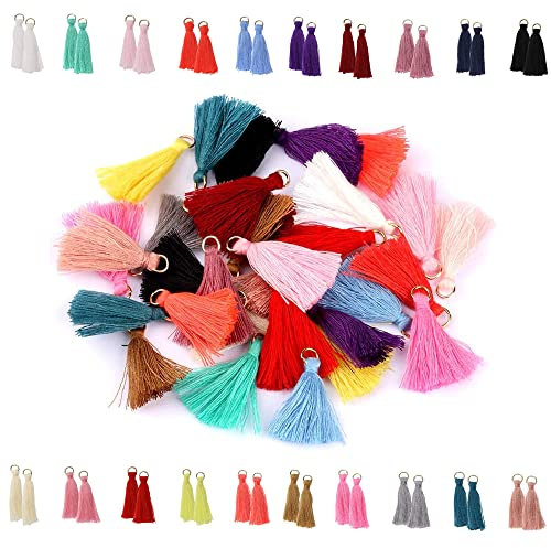 HAOBIN 120 StüCk Quaste AnhäNger Troddel AnhäNger 3 cm Bunte Troddel Bunt Mini Quasten AnhäNger Bunt Quaste AnhäNger FüR DIY Schmuck Ohrring Machen,Souvenir SchlüSselanhäNger Basteln ZubehöR