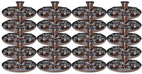 Aakrati HANDICRAFT Lot de 15 assiettes traditionnelles Thali en acier inoxydable et cuivre Diamètre 30,5 cm