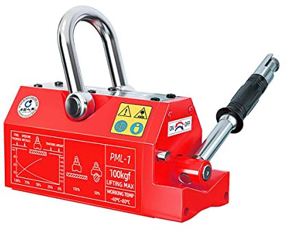 XWZ Neodym-Eisen-Permanentmagnet-Kran Mit Freigabe, 220/440/660/880/1320 Lbs Zugkraft, Schwerlast-Hebemagnet Magnetheber Aus Stahl, Für Eisenblock Und Stahlplatte(Size:440LB)
