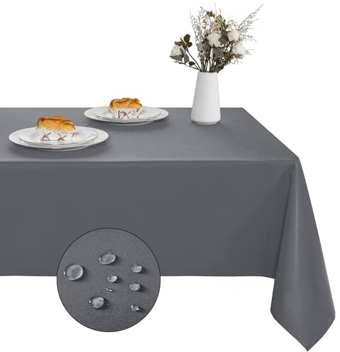 XWZO Tischdecke, rechteckig, einfarbig, wasserabweisend, abwischbar, Tischdecke für Café, Restaurant, Buffet, Tischparty, 130 x 280 cm, Grau
