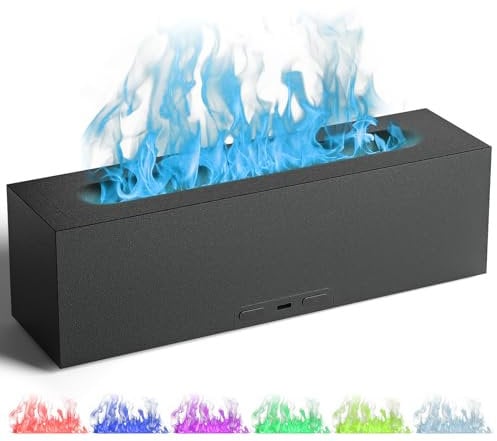 Lovaroma Aroma Diffusor, Flame Diffuser für äTherische öle mit 7 Lichtoptionen, 200ml Tragbares Design Diffusor Luftbefeuchter, USB-C Power, Waterless Auto-Off Perfekt für Zuhause, Büro oder Unterwegs