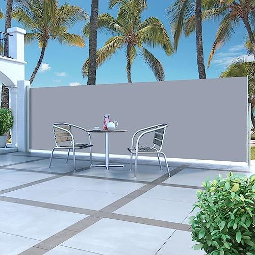 WIFESE Toldo Lateral retráctil 160x500 cm Gris Toldo Horizontal Exterior Toldos Laterales Exterior Toldos Cortavientos Separador Terraza Exterior Toldo para Patio Balcon Jardin Elegante Y Sencillo