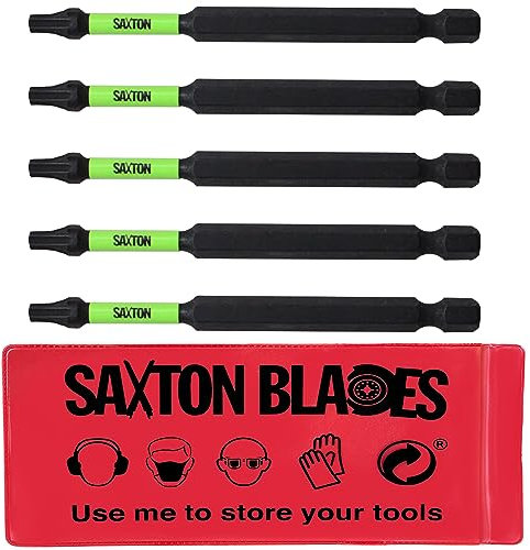 5 x Saxton 89mm TX20 Magnetic Impact Screwdriver Driver Bits Set Torx Heavy Duty Compatible with Dewalt Milwaukee Bosch Makita etc
