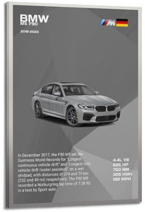 Minimalistische illustrative Kunst, Luxus-Sportwagen für BMW F90 M5 Rennwagen, dekoratives Gemälde, Leinwand, Wandkunstwerk, Bild, 20 x 30 cm