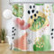 Uiiooazy Rideau Douche Anti Moisissure, Rideau de Douche 180x180cm Vert Tropicale Boheme Feuilles de Palmier Rose Rideaux de Baignoire Tissu Lavable Imperméable Rideaux Salle de Bain avec 12 Crochets