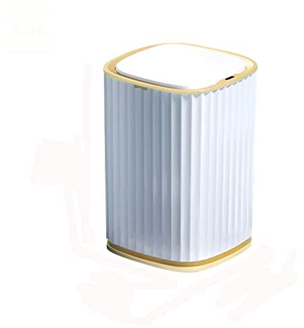 CULPRT Support de Tissu Capteur Intelligent Poubelle À Ordures de Cuisine de Salle Den Peut Mieux Bac Étanche À Induction Automatique Avec Couvercle 15L, Facile À Nettoyer/Or/23 * 32 * 23Cm