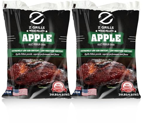 Z GRILLS Holzpellets für Smoker Grill und BBQ, 100% natürliches Hartholz, Apfelpellet, 18 kg