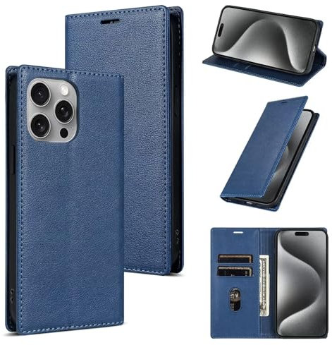 Beajew Handyhülle für Moto E20/E30/E40, PU Leder Handyhülle [Stand Feature] [Kartenfachr] [Magnetic Closure Snap] [Premium PU Leder] Klappbar Flip Case,stoßfest-Blau