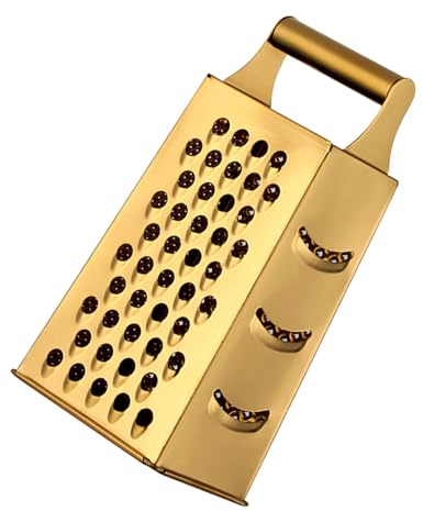ABOOFAN Käsereibe aus goldenem Edelstahl, multifunktionaler Gemüse- und Obstschneider mit kompaktem Design für die Küche, ideal zum Reiben von Kartoffeln, Karotten, Ingwer und Schokolade