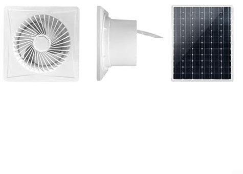 Ventilador extractor de panel solar, ventilador de escape alimentado por energía solar, ventilación solar de 12 V para ventilador de baño, soplador de aire de escape de ahorro de energía (8 pulgadas)