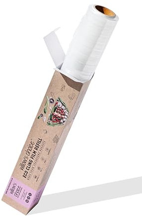 Willow's Choice Eco Cling Film Refill, 100m x 300mm, Made from Natural Sugarcane Plant, Vegan and Recyclable, Free from BPA and Phthalates, Freezer and Microwave Safe