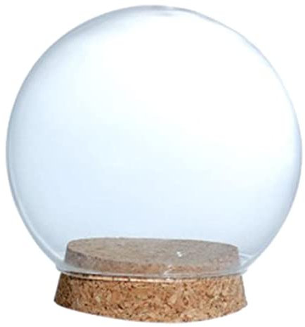 Cloche en Verre Transparent avec Socle en Bois Naturel pour Décoration Intérieure, 10cm