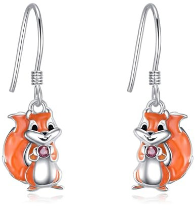 Eichhörnchen Ohrhänger aus Sterlingsilber Süßer Ohrringe TierMuttertag Schmuck für Damen