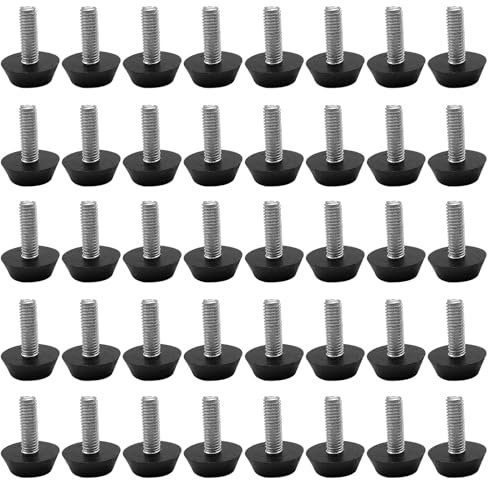 FUIPVGI 40 Stück Verstellbare Möbelfüße Stellfüße, Schraubfüße, M6x20mm Regulierschraube Einstellschraube M6, Verstellbare Füße, Nivellierfüße, Möbelfüße Verstellschraube (Schwarz)