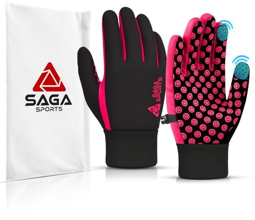 SAGA SPORTS Handschuhe Kinder – wasserdichte Fahrradhandschuhe Jungen & Mädchen, Touchscreen Winterhandschuhe für Kinder 4–12 Jahre, rutschfest & Warm, Softshell Sporthandschuhe Kinder