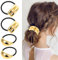 4 Stück Haarmanschetten aus Metall Damen Gold Armband Pferdeschwanzhalter Schwarz Elastisch Haargummis Goldene Zopfgummi Haarband für Frauen und Mädchen Dickes Dünnes Lockiges