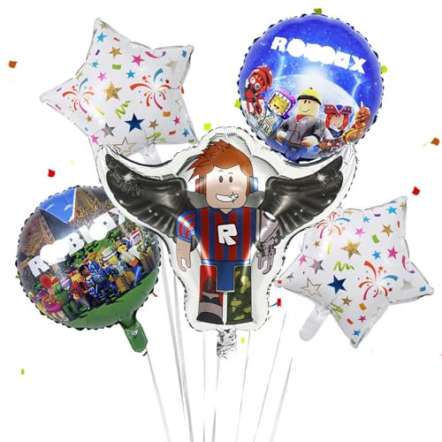 Robl Geburtstagsdeko Jungen Mädchen Luftballons- 5Pcs Rob Helium Ballon Kindergeburtstag Deko Folienballon Happy Birthday Geburtstag Balloon Partyzubehör Kinder Theme Party Hintergrunden Supplies Deko