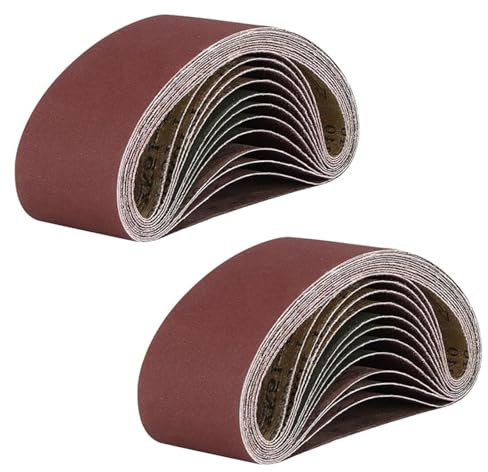 JAONLD 20 Pezzi Nastri Abrasivi 75 x 457 mm, Set di Nastri Abrasivi Ciascuno 4 x Grana 80/120/150/240/400 Adatto per Levigatura, Affilatura e Rimozione Della Ruggine