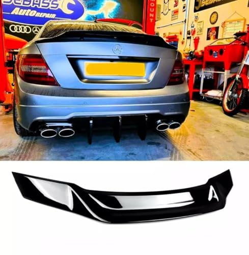 For Auto Perfectionists UK Rear Ducktail Boot Spoiler Compatible With Mercedes C Class Coupe W204 2007-2014 ABS Gloss Black