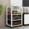 YQMHEZ Audio Rack HiFi Regal, Plattenspielerständer, Industrieller rollbarer Beistelltisch mit feststellbaren Rädern, HiFi Rack, for Entertainment-Stereokomponenten fürs Wohnzimmer, DJ/Theater(White+w