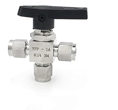SS304 Stainless Steel 3mm 4mm 6mm 8mm 10mm 12mm 14mm Double Ferrule Tube Pipe Fitting 3 Way High Pressure Ball Valve(8mm)