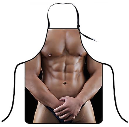 PORUPAEL Sexy Novelty Apron - Funny Secret Prank Kitchen Cooking BBQ Party Adult Chefs Apron - Gift for Men and Women