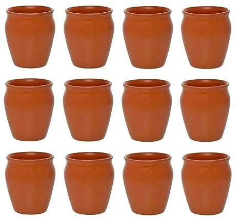 Seven Chakra Tree Kulhar Kulhad Keramikbecher, traditionell, indisch, Tee, Chai, Kaffeetasse, 170 ml, 6 Stück