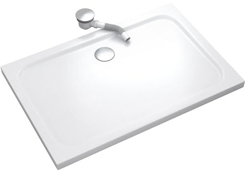 SHIMMER Receveur de douche 80 x 140 cm acrylique Blanc + bonde et siphon inclus - Salle de bain