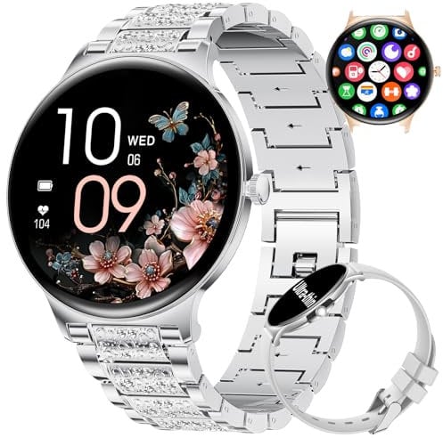LIGE Smart Watch for Women(2 Bands), Ultra-thin 1.43 HD AMOLED Smartwatch for Android iOS,Fitness Tracker with 120+ Sport Modes/HR/IP67 Waterproof/SpO2/Sleep Monitor,Silver